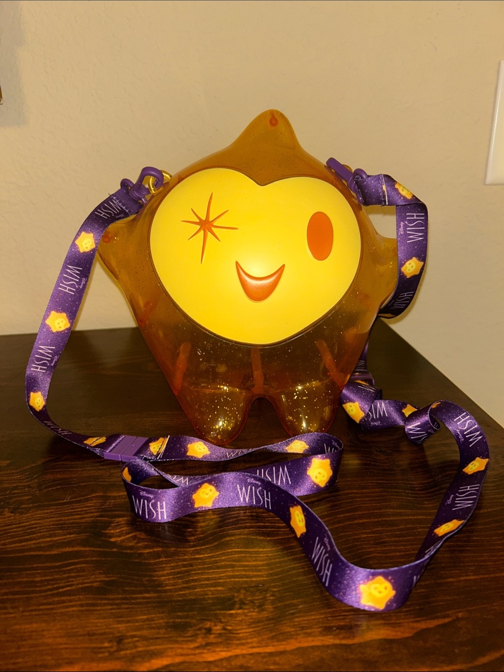 Disney Wish Star Movie Promo glittery Popcorn Bucket W/ Lanyard